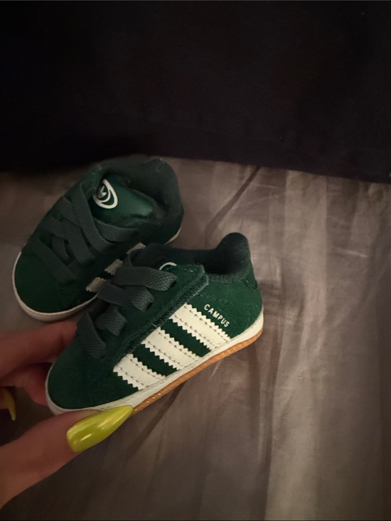adidas Other - adidas Kids Green Suede Sneakers with White Stripes